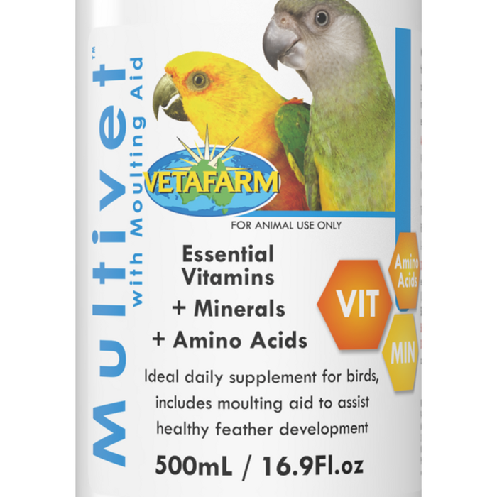 Vetafarm Multivet with Moulting Aid Daily Supplement for Birds 500ml