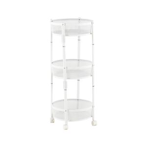 HOMFURN 3 Tier Foldable Rolling Cart Metal Utility Trolley Wheels No Assembly Storage
