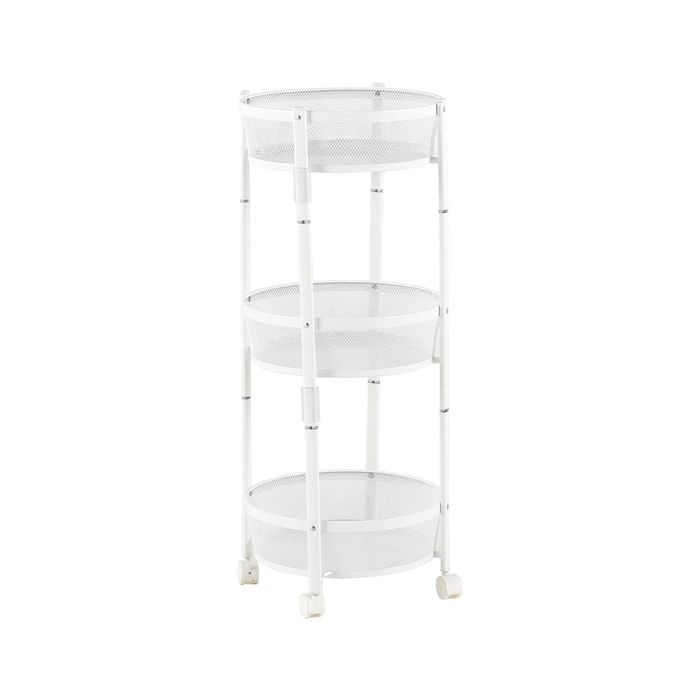 HOMFURN 3 Tier Foldable Rolling Cart Metal Utility Trolley Wheels No Assembly Storage