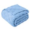 LINENOVA Soft Coral Fleece Checked Blanket Twin Size - Blue Suede