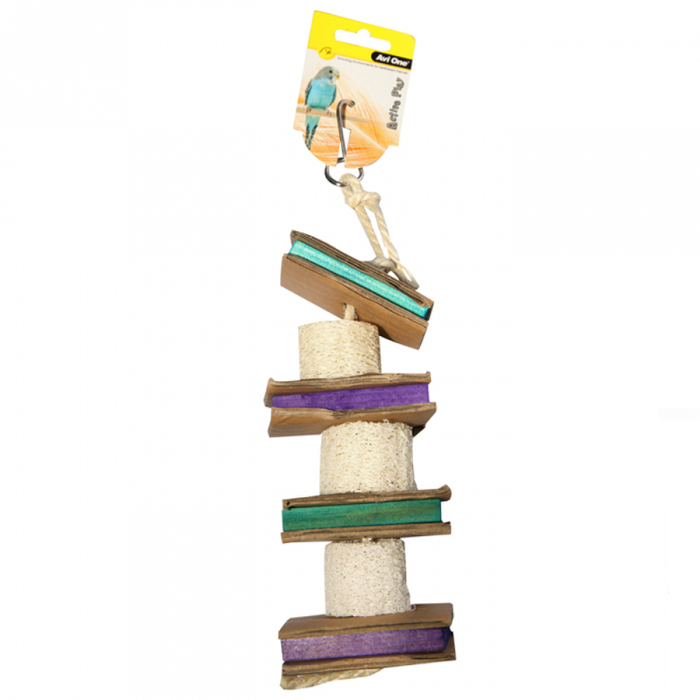 Avi One Bird Toy Wooden Blocks And Corrugated Board With Loofa 35cm (22446)