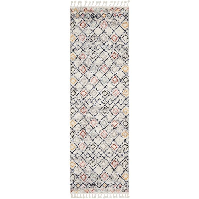 The Rug Connection Moroccan 666 Off White 300x80cm - Medium Runner Shag Indoor Rug