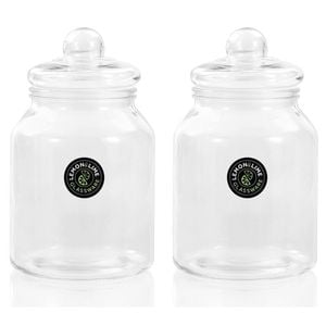 2x Lemon & Lime 3L Cookie Glass Jar Container - Clear
