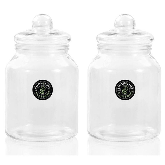 2x Lemon & Lime 3L Cookie Glass Jar Container - Clear