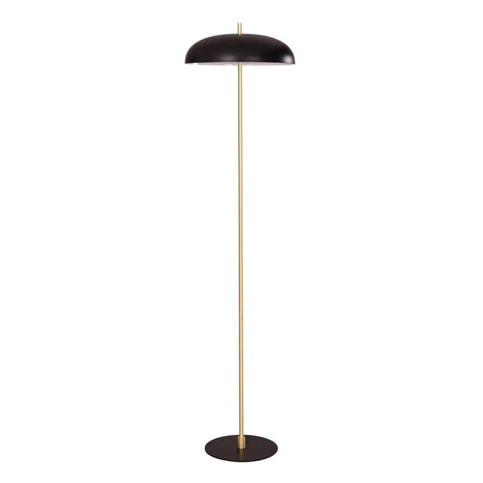 Cla Lighting Paraguas Interior Floor Lamp With Brass Rod Black Dome Shade