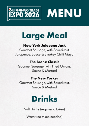 Auckland Trade Expo - Menu