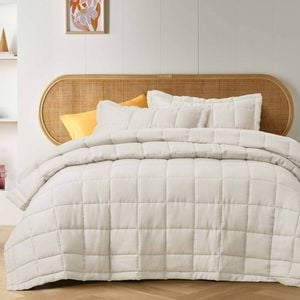 Vintage Design Homewares Queen Natural French Linen Coverlet Set