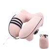 Catzon Inflatable Travel Neck Pillow Washable with Bag for Kids-Light Pink