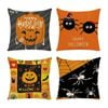 Catzon 4 Pcs Scary Throw Pillow Covers Linen Cushion Case for Decor 45X45cm