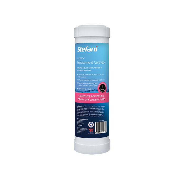 Stefani 1 Micron 2.5' x 10" Polyspun With Granular Activated Core Sediment Replacement Water Filter Cartridge