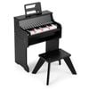 Costway 25-key Digital Piano & Stool Set Mini Keyboard Musical Toy Black