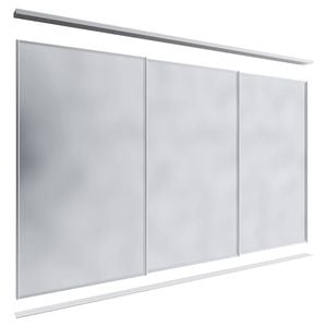 Lugna 2100 x 2701-3600mm Clear Anodised Mirror Wardrobe Triple Sliding Doors