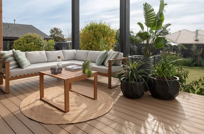 Create an outdoor living room.