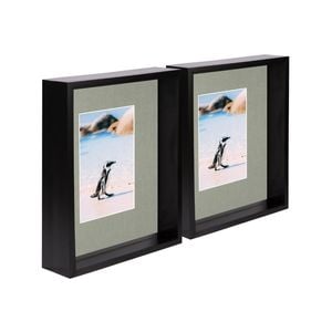 Nicola Spring 8" x 10" Black 3D Deep Box Photo Frames - 4" x 6" Mount - Pack of 5
