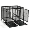 BingoPaw Huge Strong Dog Crate Pet Double Dog Cage Kennel Training Guard Playpen with 2 Trays 130.5x100x100cm