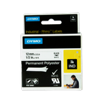 DYMO 12mm Black On White Permanent Polyester Rhino Industrial Labels