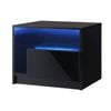 Oikiture Bedside Table RGB LED Drawers High Gloss Furniture Black