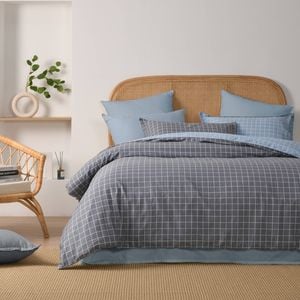Dreamaker Luca 100% Cotton Reversible Quilt Cover Set King Single Bed