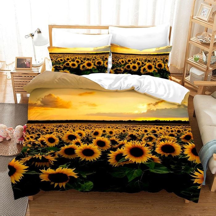 3D Sunflower Yellow Quilt Cover Set Bedding Set Pillowcases 58
