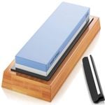 Premium Whetstone Knife Sharpener - 2 Side Grit 1000/6000 - NonSlip Bamboo Base