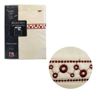 Bloomington Copen Ivory Embroidered Polyester Cotton Sheet Set King