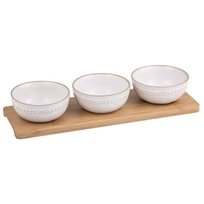 Ladelle  Cameo 4 Piece Bowl & Tray Set - Ivory