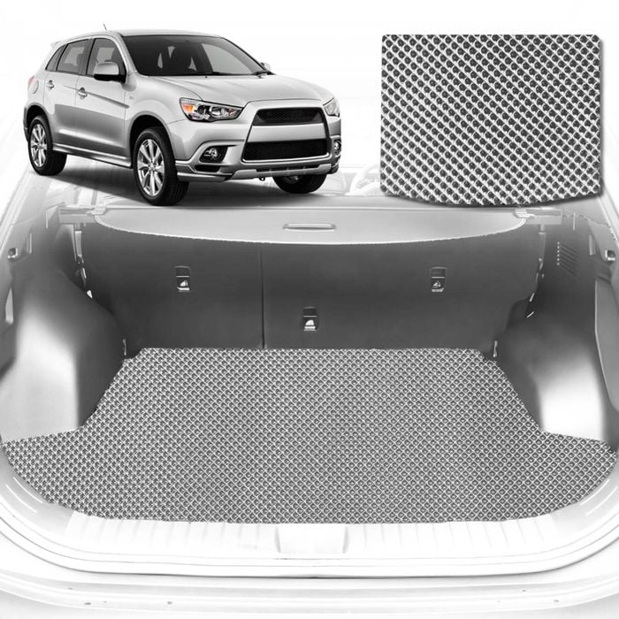 6D Diamond Car Boot Mat for Mitsubishi Outlander (CW/ZG/ZH)2006-2012-(3rd Row folded/5 seater)-Cargo Mat-Grey-Outback GT