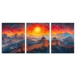 3pcs Vibrant Sunset Mountain Landscape Print 100% Australian Made 3 x 40x60cm (Metal Print)