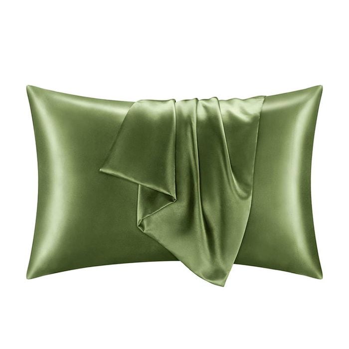Catzon 2 Pcs 51 X 76cm Satin Pillowcases for Hair and Skin with Envelope Closure-Olive Green(Q)