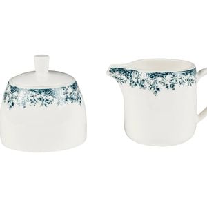 Casa Domani Sugar And Creamer Set Rosetta Antique Blue Porcelain Gift Boxed