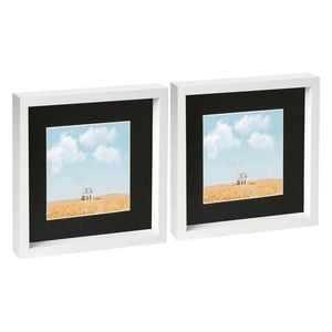 Nicola Spring 10" x 10" White 3D Box Photo Frames - 6" x 6" Mount - Pack of 2
