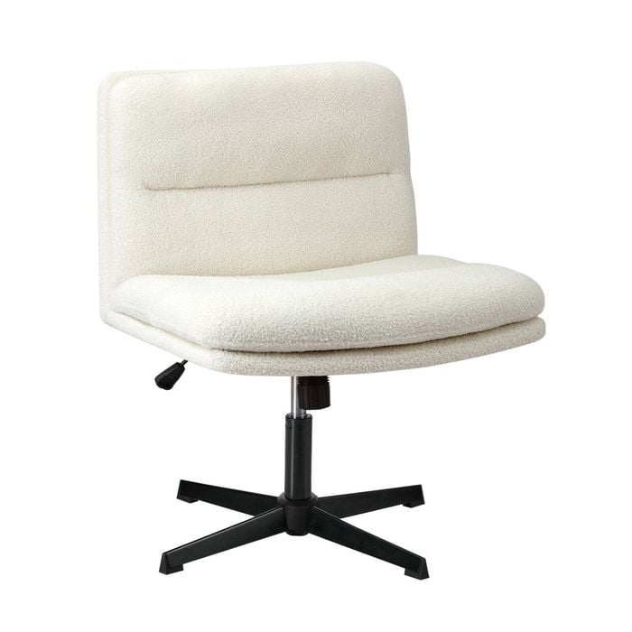Oikiture Armless Office Desk Chair Boucle White - Bunnings Australia