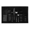 Sherwood Home Premium Black Titanium Steel 24 Piece Cutlery Set - Knife/fork/spoon