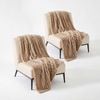 SOGA 2 Pack Light Coffee Flannel Polyester Throw Blanket 150x200cm