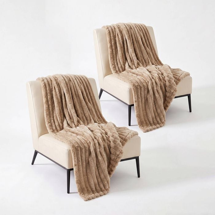 SOGA 2 Pack Light Coffee Flannel Polyester Throw Blanket 150x200cm