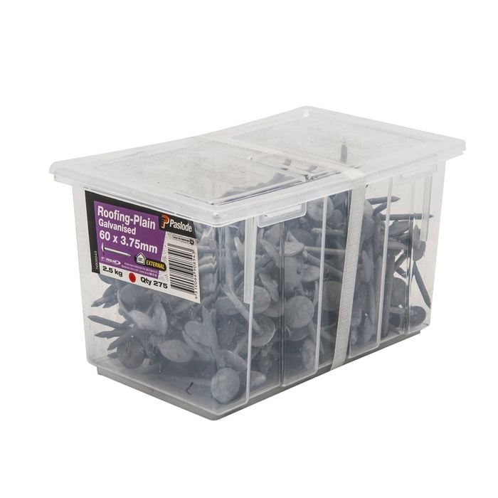 Paslode 60 x 3.75mm 2.5kg Galvanised Plain Shank Roofing Nails - 275 Pack