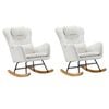 Oikiture 2x Rocking Chair Nursing Armchair Sherpa With 2 Pillow White