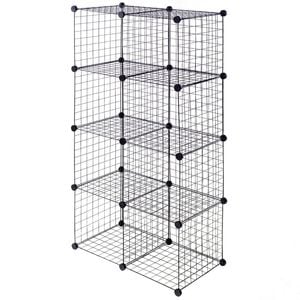 Costway 8-cube Gird Wire Storage Cabinet Modular Shelf Foldable Bookcase - Black