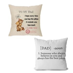 Catzon 2 Pcs Linen Throw Pillow Covers for Dear Dad Birthday Gifts for Father-Set 20