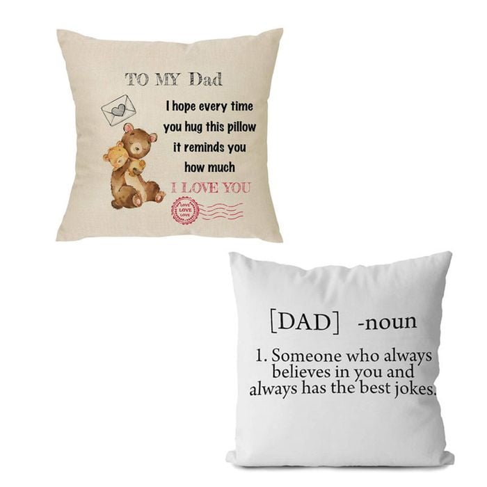 Catzon 2 Pcs Linen Throw Pillow Covers for Dear Dad Birthday Gifts for Father-Set 20