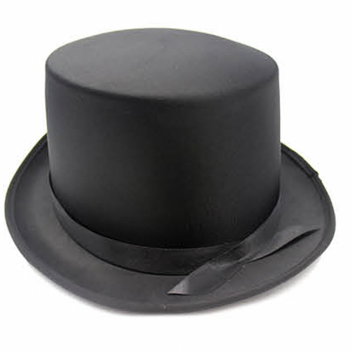 SATIN TOP HAT Costume Party Cap Fancy Dress Trilby Fedora One Size Black