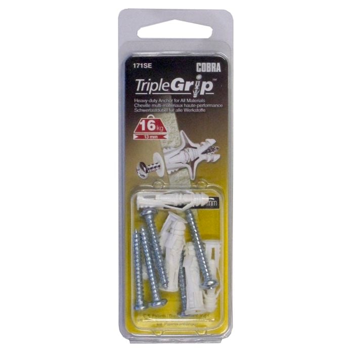 Cobra 4mm Triple Grip Anchors - 5 Pack