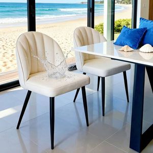 Bribrion X2 Dining Chairs Water And Scratching Resistant Padded Seat White