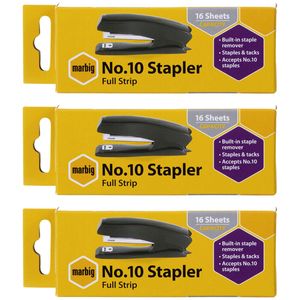 3pk Marbig No.10 16 Sheets Full Strip Stapler Paper Binder/binding Office/school
