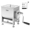 VEVOR Manual Meat Mixer Silver 15L Stainless Steel with Lid Handle Gear Reducer Ground Beef
