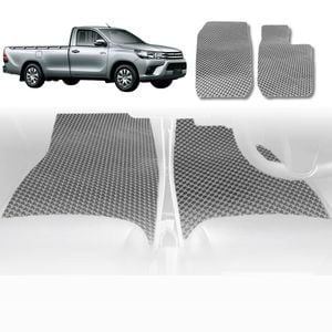 6D Diamond Car Floor Mats for Toyota Hilux Single Cab 2005-2015-Front Set-Grey-Outback GT