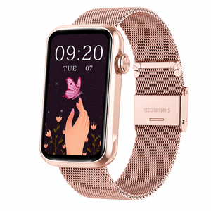 Smart Watch Fitness Tracker Heart Rate Blood Oxygen IP68 Waterproof Smart for Android & iPhone Mesh Rose Gold