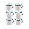 6pc Urban Style Enamelware 400ml Coffee Mug w/ Blue Rim - White