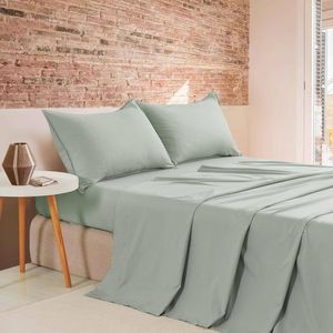 Cleverpolly Vintage Washed Microfibre Quilt Cover Set - Sage - Super King
