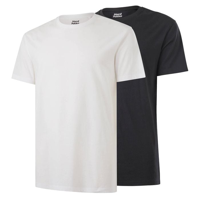Hard Yakka White / Charcoal 2 Pack Core Tee Bundle - Size S